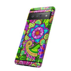 Floral Fantasy iPhone and Google Pixel Case in Bright Green Palette