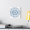 Handmade Mandala Art in Steel Blue, Matte Canvas, Stretched, 125 - Beautiful Mandala Design Wall Art for Home Decor