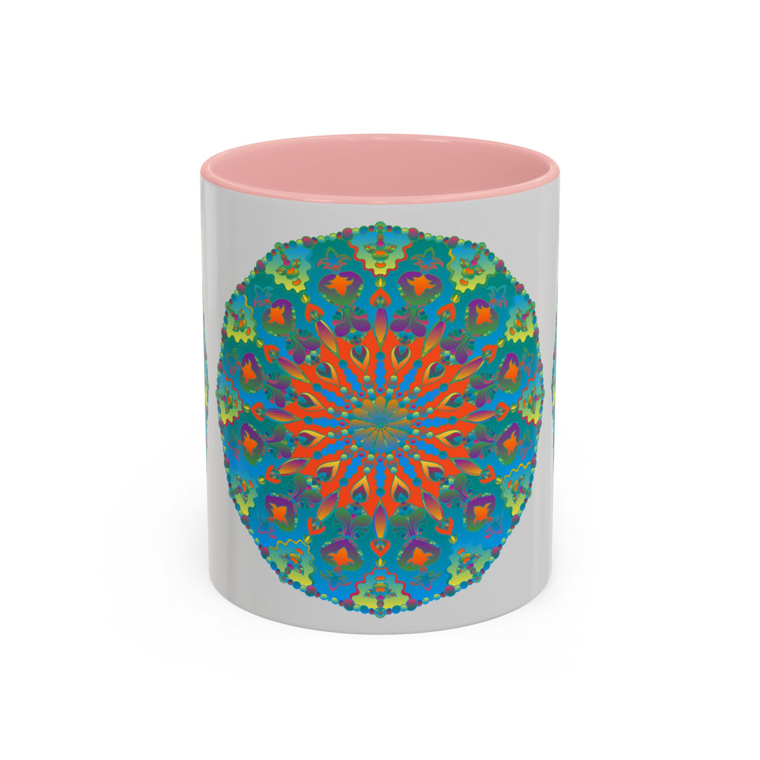 Beautiful Mandala Art Mug with an Intricate Blue and Green Design