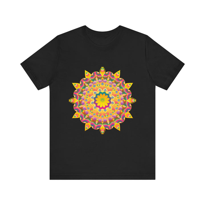 Colorful and vibrant mandala pattern T-shirt with spiritual and artistic design