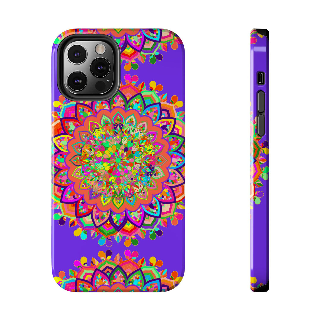 Beautiful hand-drawn purple mandala art phone case for stylish protection