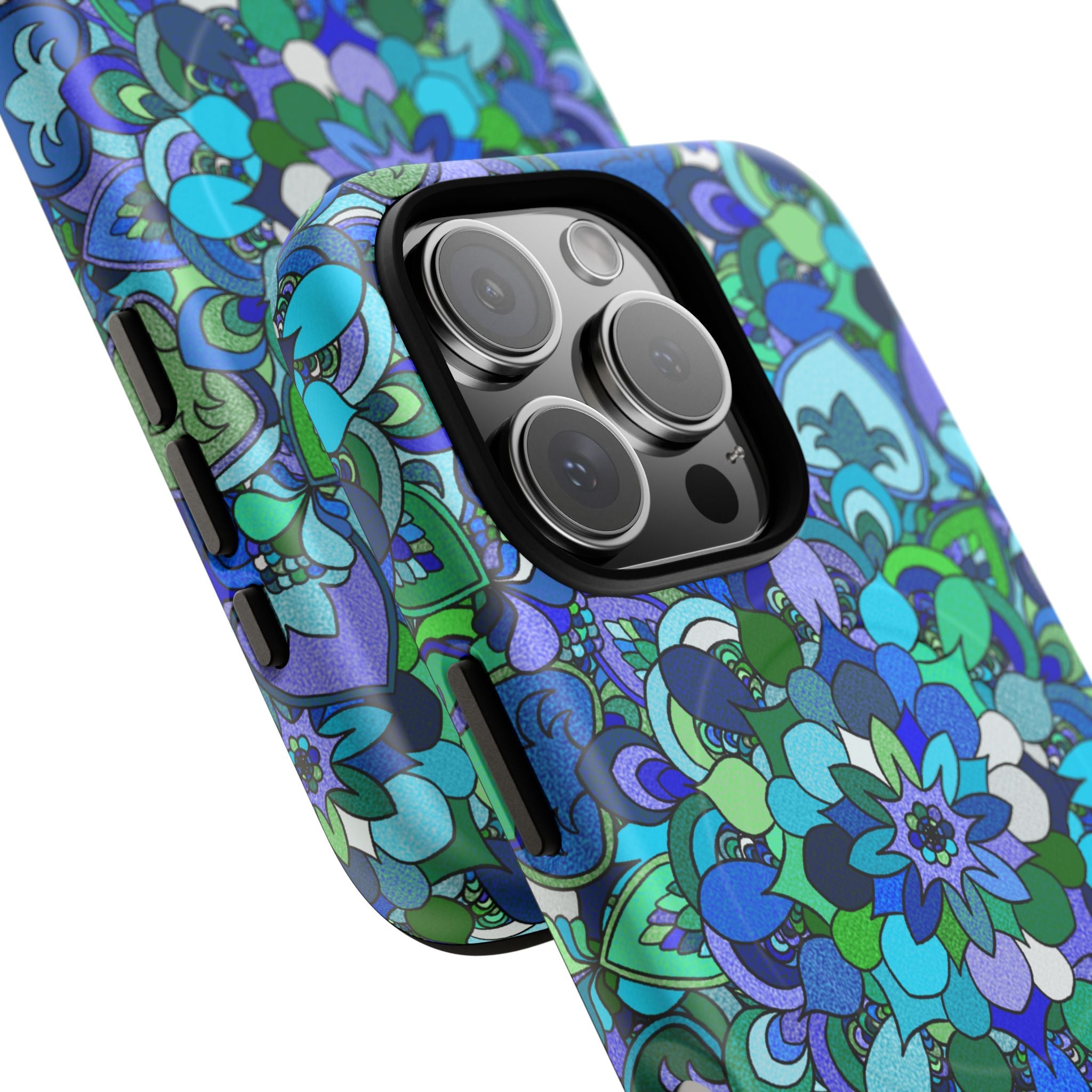 Floral Mandala Tough Magnetic Phone Case — Blue Green Pattern