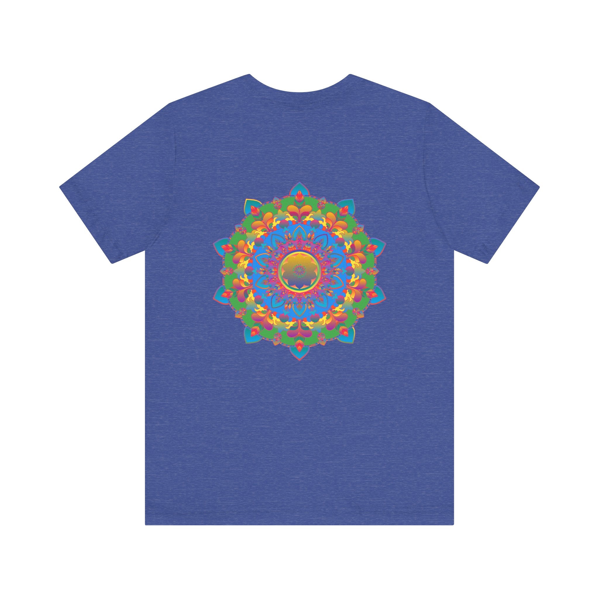 A colorful and intricate mandala design adorns this Vibrant Mandala Tee, evoking a sense of spiritual peace and harmony