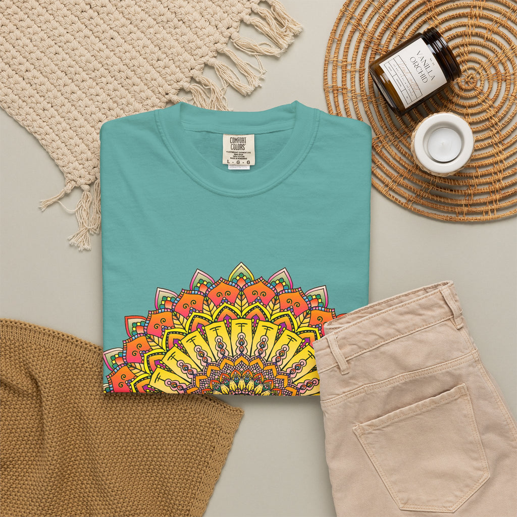 Sunburst Mandala T-Shirt — Vibrant Floral Boho Graphic Tee