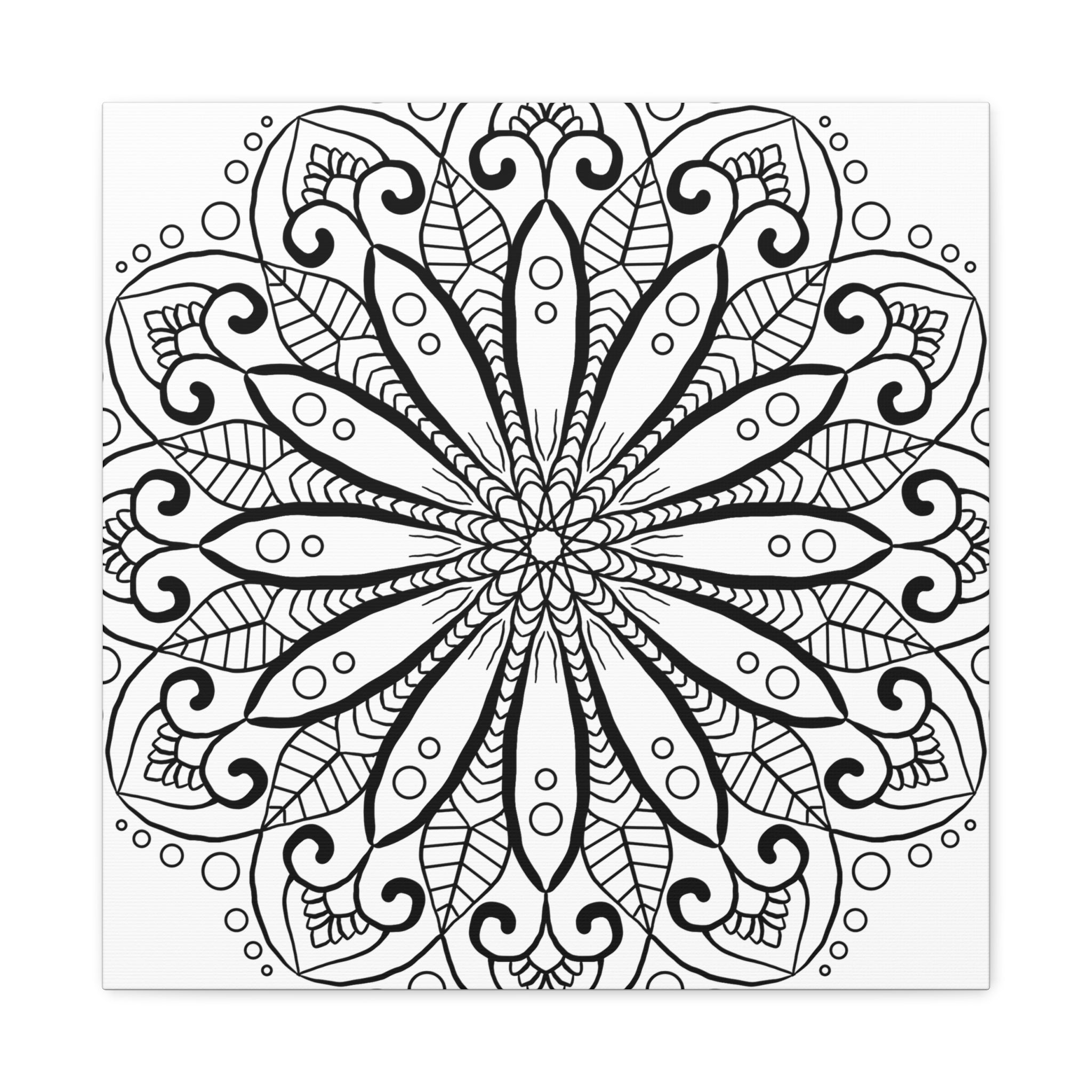 Handmade Mandala Art - Black & White Wall Art - Matte Canvas, Stretched, 125 alt text 5