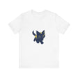 Adorable black cat mystery t-shirt with playful and cute design for cat lovers