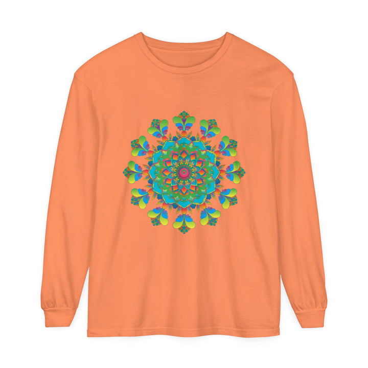 Colorful and intricate Psychedelic Mandala Tie Dye Long Sleeve T-Shirt design