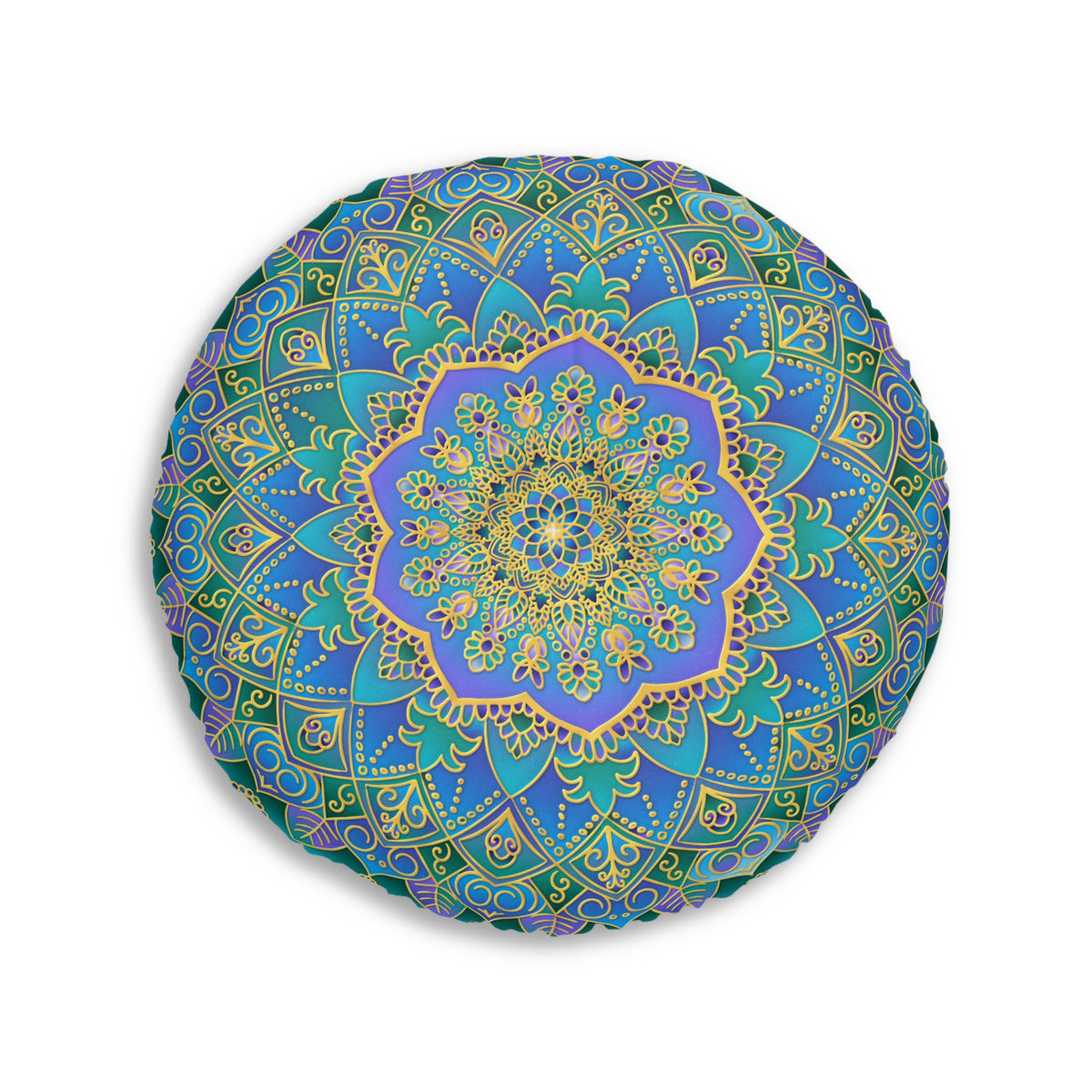 Blue Mandala Tufted Floor Pillow