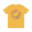 Vibrant mandala tee featuring intricate designs inspired by spirituality, promoting peace and harmony in a stylish and eye-catching way