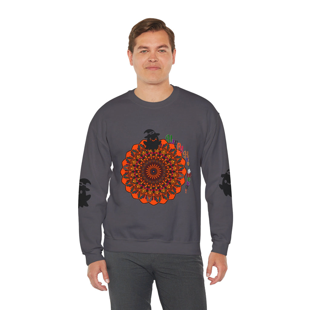 Unisex Heavy Blend™ Crewneck Sweatshirt featuring a Halloween design with cute ghosts, perfect for spooky season festivities and comfortable wear