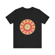 Vibrant mandala t-shirt featuring colorful and intricate design inspired by traditional Indian artistry, perfect for adding a pop of bohemian style to your wardrobe