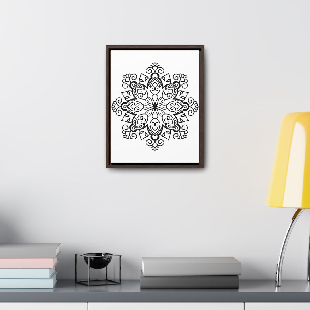 Mandala Handmade Art - Black & White Wall Art - Gallery Canvas Wraps, Vertical Frame 34