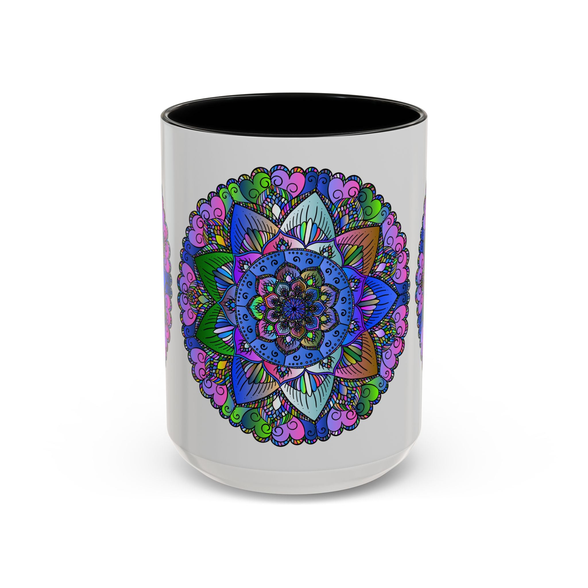 Beautiful mandala mug featuring colorful and peaceful art, perfect for relaxation and enjoying your favorite beverage