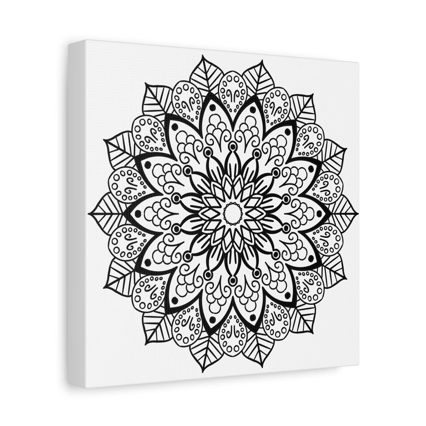 Handmade Mandala Art - Black & White Wall Art - Matte Canvas, Stretched, 125 for Bohemian Home Decor Theme