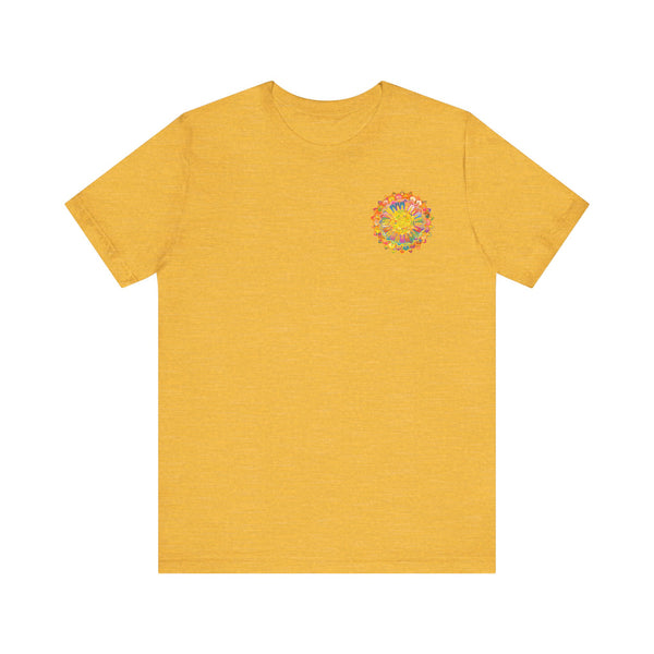 Vibrant Mandala Tee featuring intricate spiritual design for peace and harmony