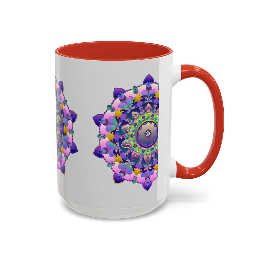 Beautiful and vibrant mandala art mug with a colorful floral design