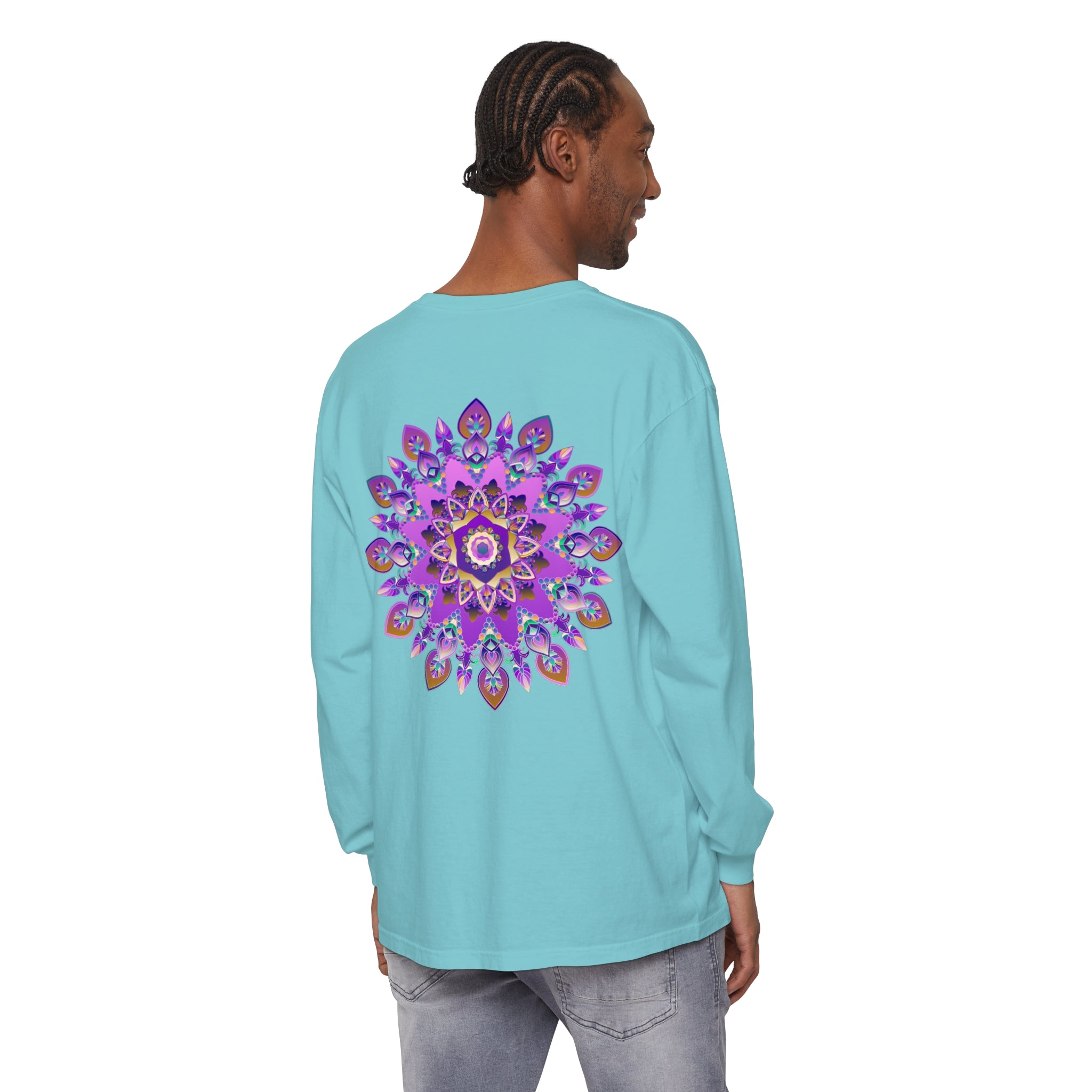 Beautiful purple and gold mandala design long sleeve t-shirt for women