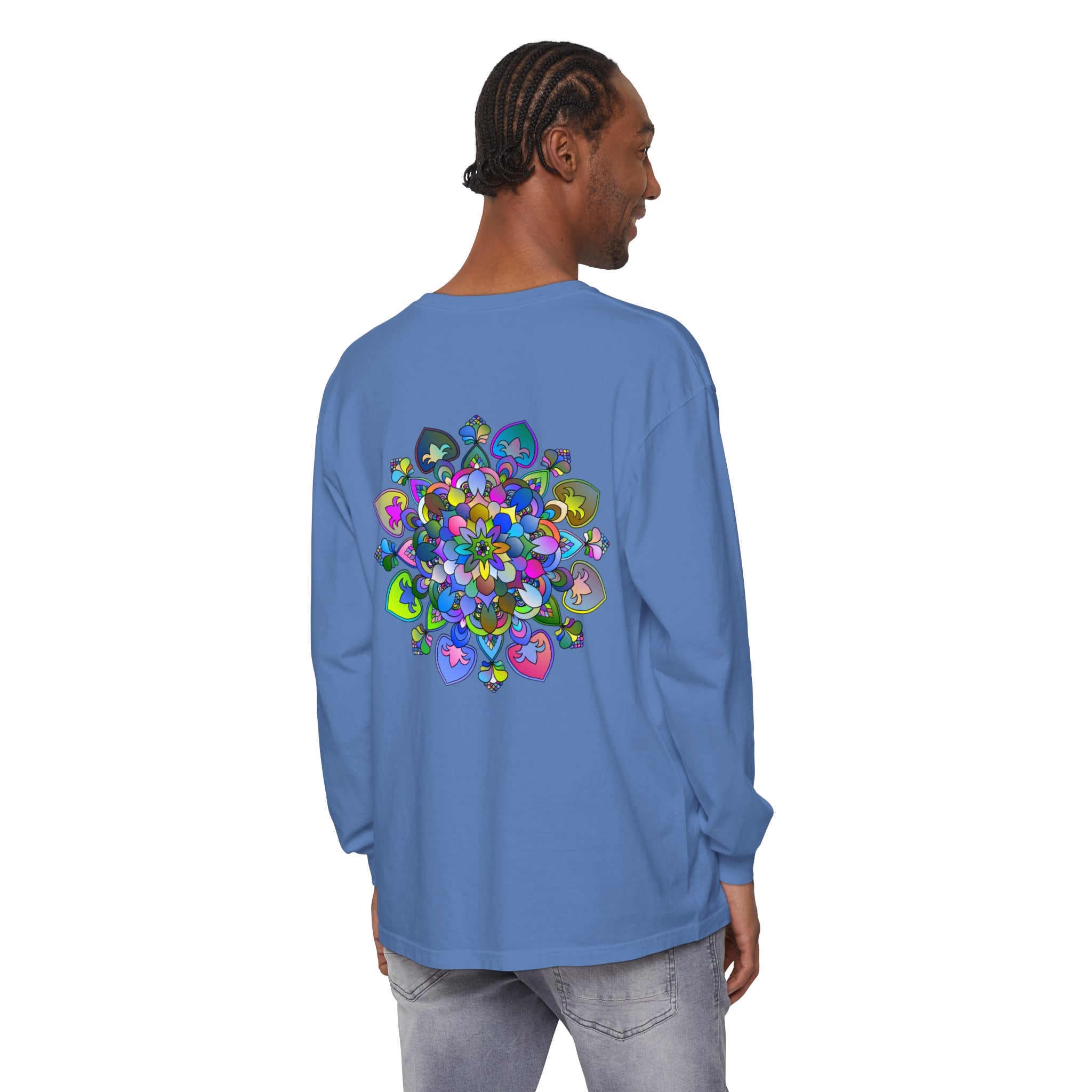 Colorful and intricate mandala design long sleeve t-shirt for vibrant style