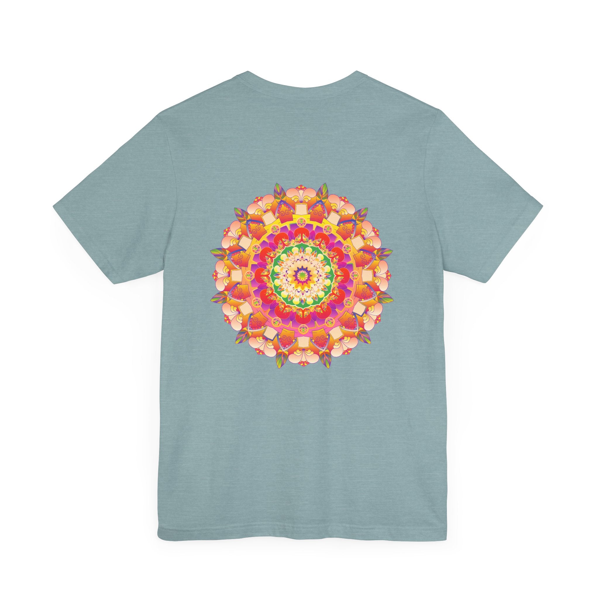 Beautiful and colorful mandala tee representing spiritual peace and harmony in vibrant shades