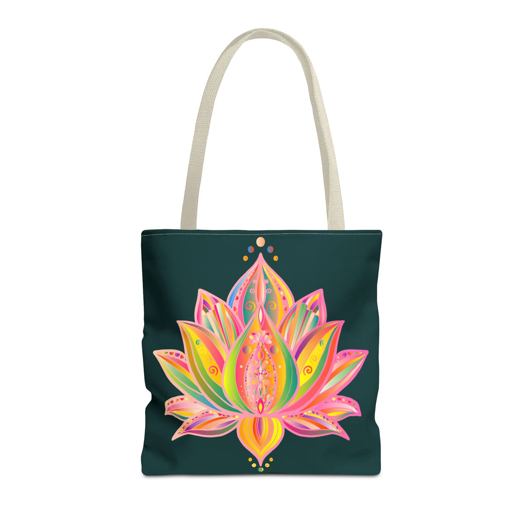 Colorful and intricate Mandala Lotus Tote Bag with floral pattern design