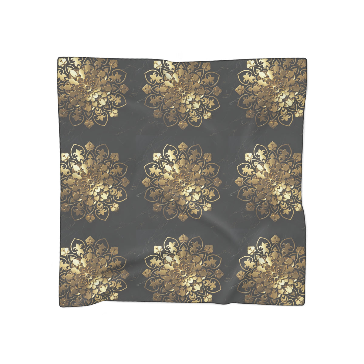Gold Mandala Black Marble Luxury Scarf
