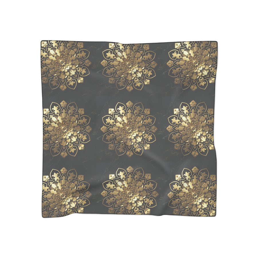 Gold Mandala Black Marble Luxury Scarf