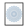 Close-up of Mandala Handmade Art in Steel Blue on Gallery Canvas