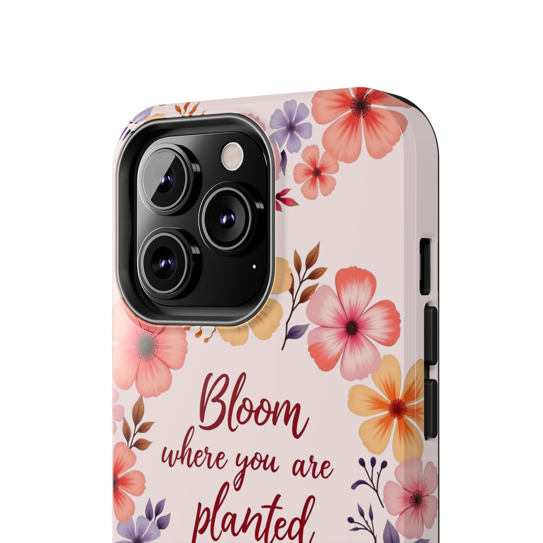 Phone case featuring a beautiful flower garland bloom design in light pink, perfect for adding a touch of nature to your device