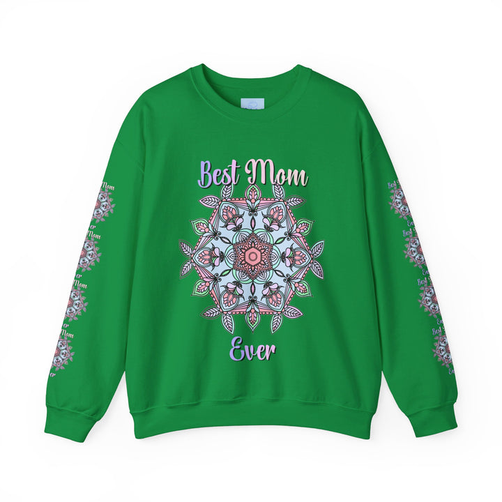 Unisex heavy blend crewneck sweatshirt with 'Best Mom Ever' design, ideal birthday gift for mom