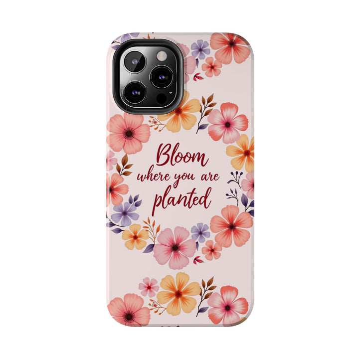 Light pink phone case with a beautiful flower garland bloom design