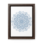 Mandala Handmade Art - Steel Blue Wall Art with intricate design on gallery canvas wraps, displayed in a vertical frame