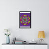 Hand-drawn purple Mandala art framed poster for mindful yoga practice