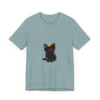 Black Cat Mystery - One Blue Eye T-Shirt, a stylish and unique tee for cat lovers