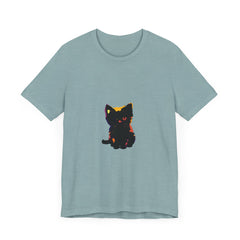 Black Cat Mystery - One Blue Eye T-Shirt, a stylish and unique tee for cat lovers