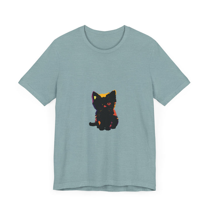 Black Cat Mystery - One Blue Eye T-Shirt, a stylish and unique tee for cat lovers