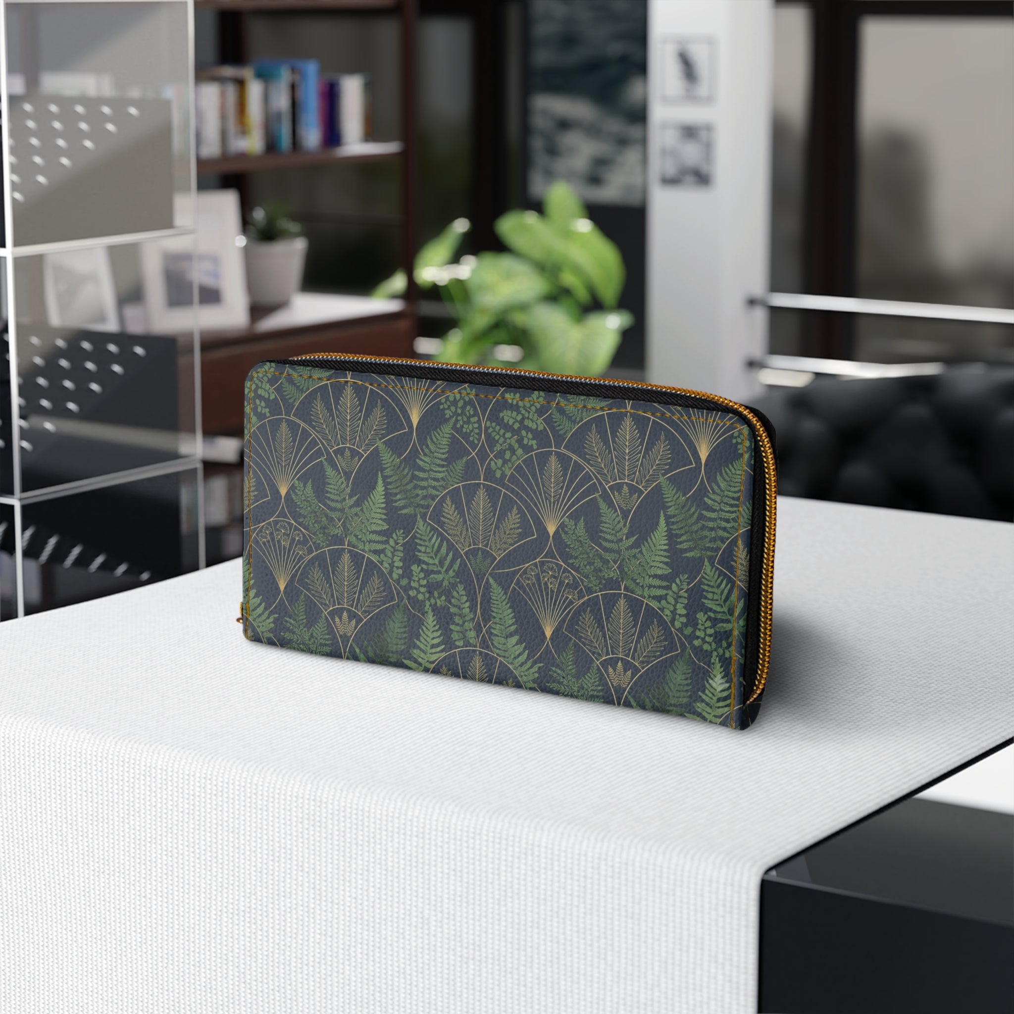 Fern Art Deco Zipper Wallet — Patterned Wallet