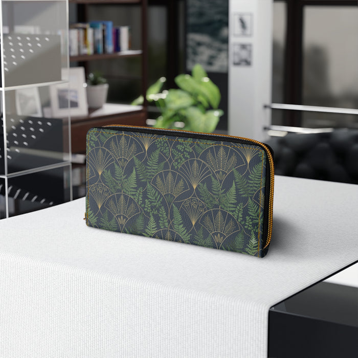 Fern Art Deco Zipper Wallet — Patterned Wallet