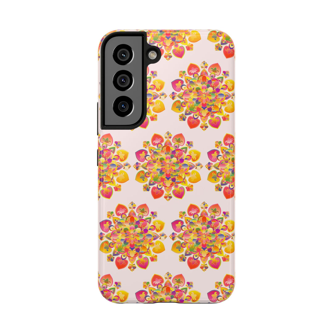 Phone Case - Hand-Drawn Mandala Art - Light Pink Long Description 105