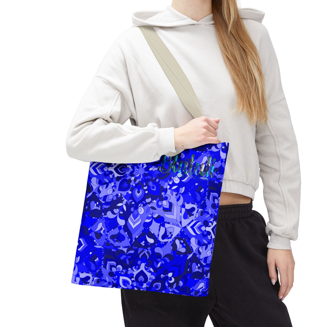 Borsa tote con design mandala blu per un uso quotidiano elegante