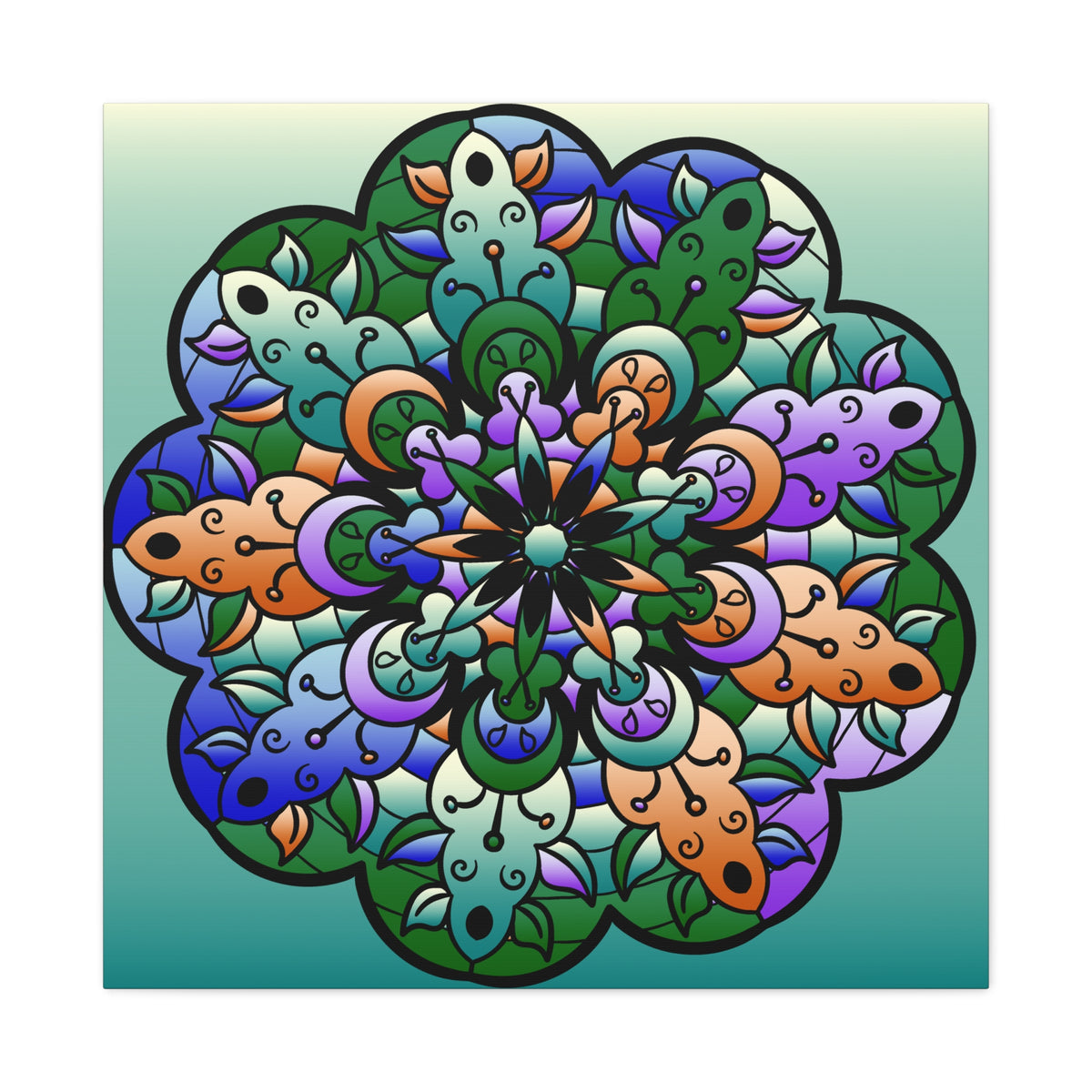 Floral Mandala Matte Canvas Print — Colorful Stretched Wall Art