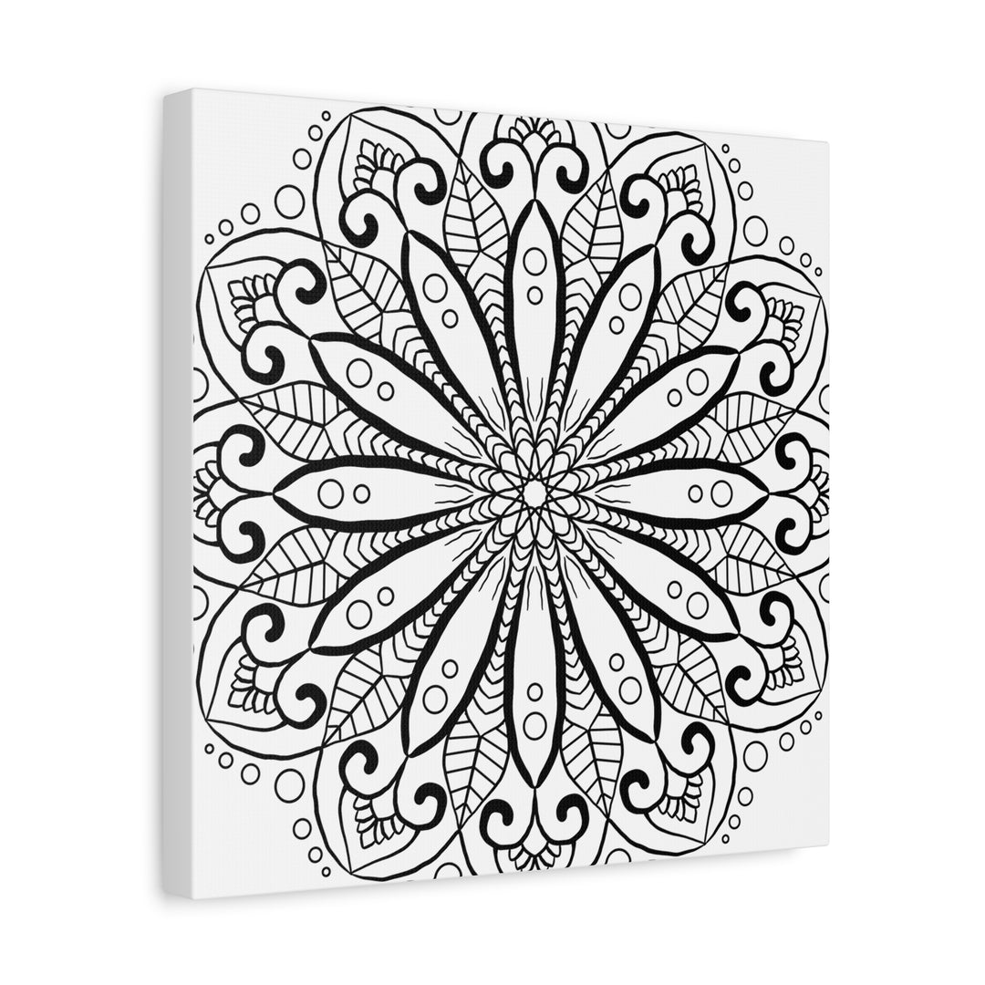 Black & White Mandala Art - Handmade, Matte Canvas, Stretched