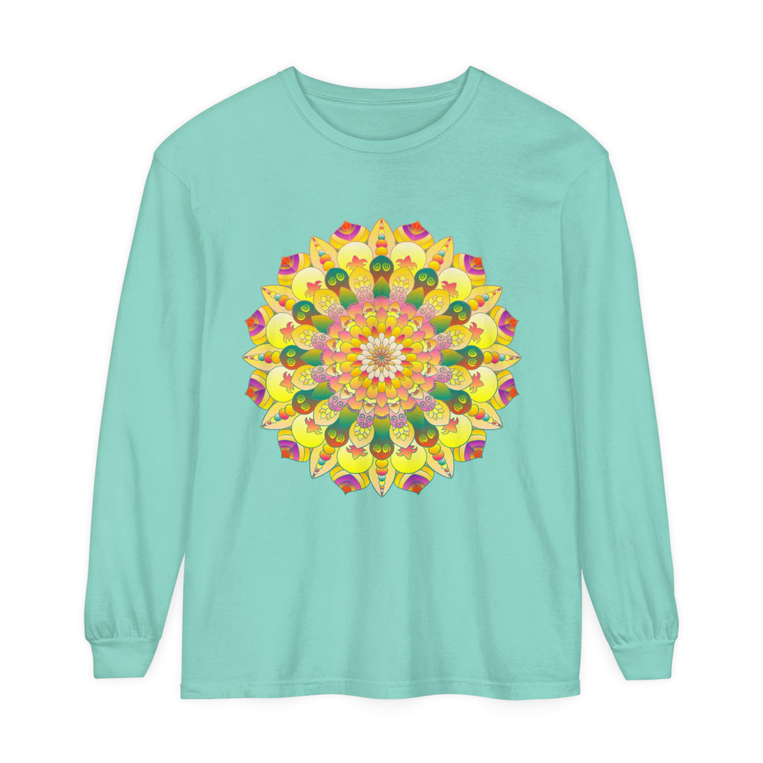 Colorful and intricate mandala design long sleeve t-shirt for men and women