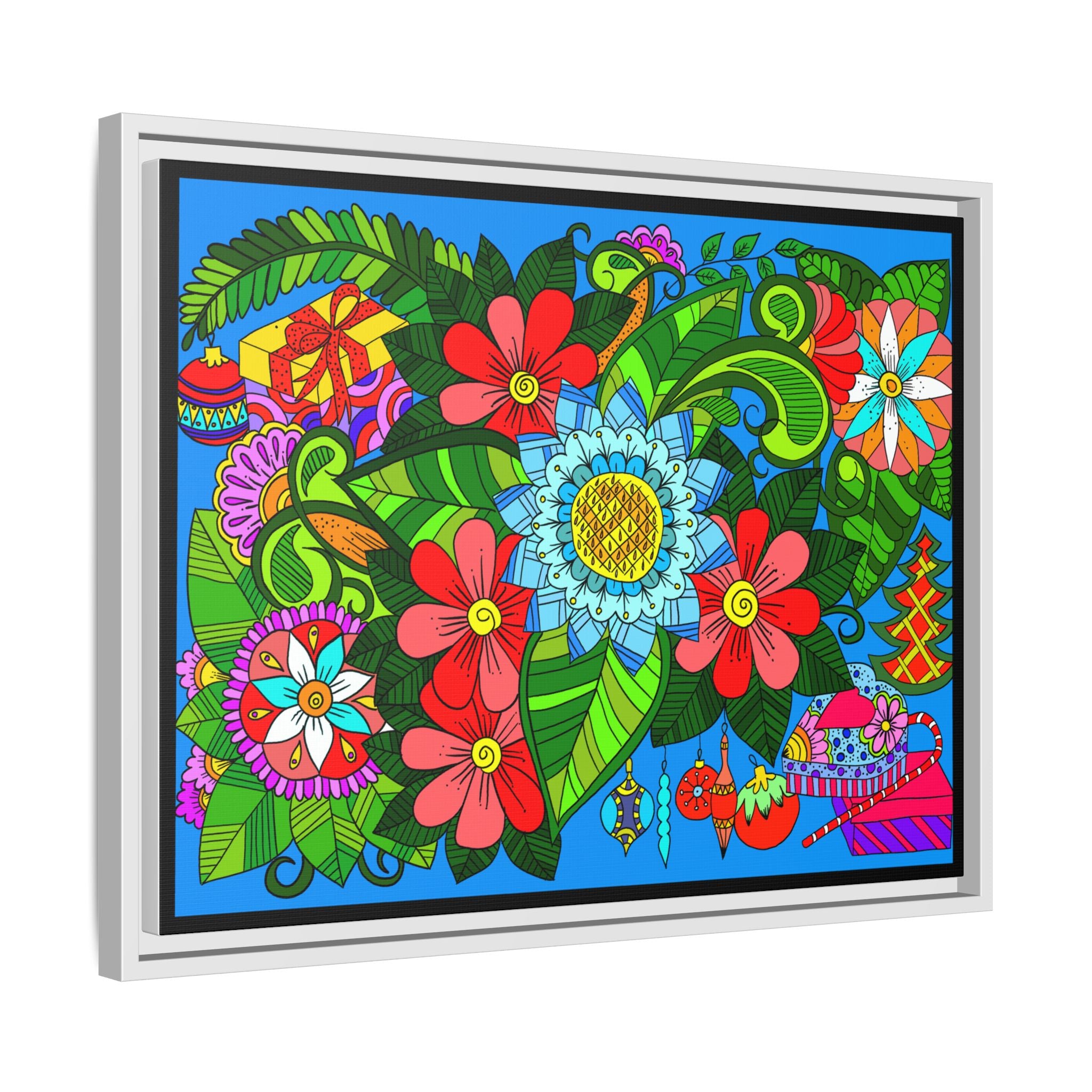 Handgefertigtes horizontales Poster mit Mandala-Design – Blumengekritzel