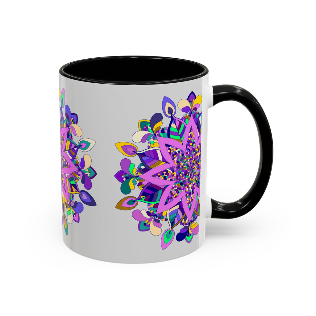  Mug with Hand-Drawn Mandala Art on Light Grey Background 