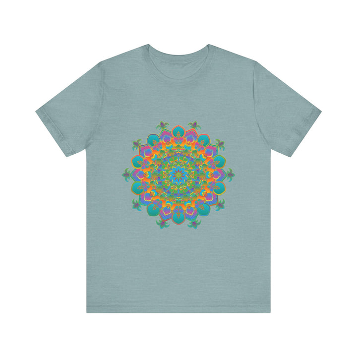 Colorful mandala tee with a circular floral design, perfect for adding vibrancy to your wardrobe