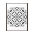 Handcrafted mandala art in black and white, displayed on gallery canvas wraps with a vertical frame for a stunning wall decor option