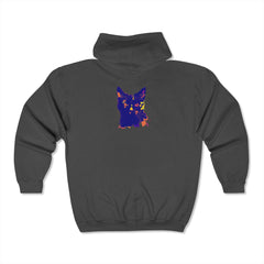  Close-up of the soft and cozy fabric of the Black Cat Watercolor Hoodie - Mystical Design 