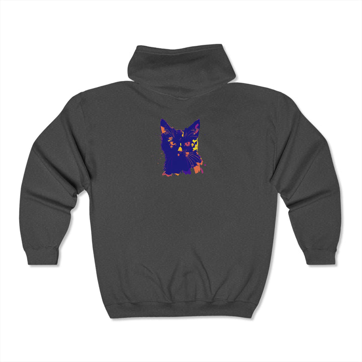  Close-up of the soft and cozy fabric of the Black Cat Watercolor Hoodie - Mystical Design 