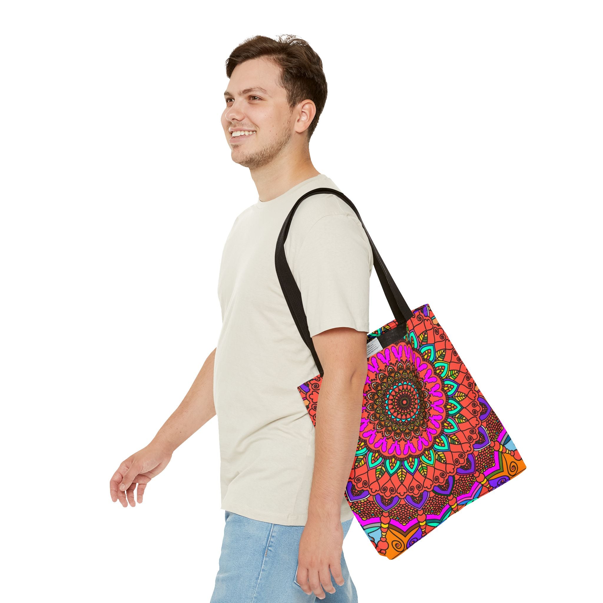 Borsa tote con mandala colorati – Stampa all-over in stile boho psichedelico