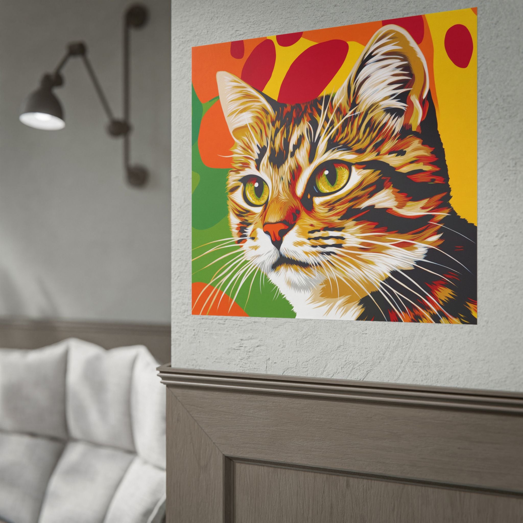 Colorful Pop Art Cat Poster — Rolled Wall Art for Cat Lovers